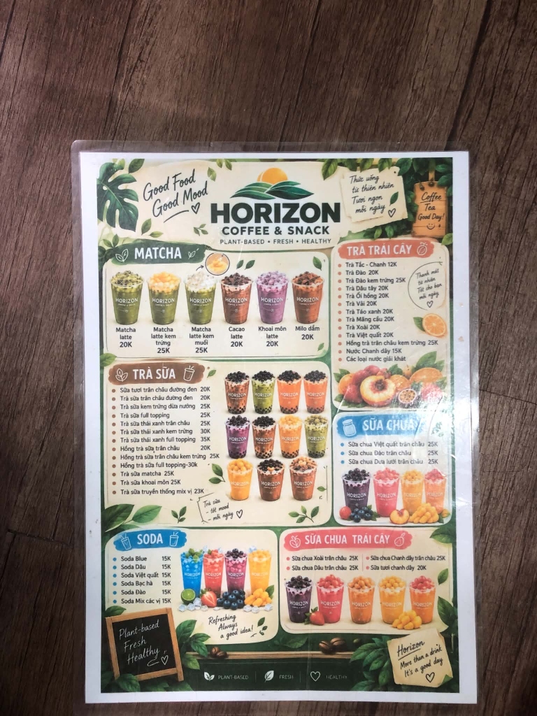 Menu Horizon Coffee & Snack Trang 1